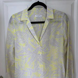 Equipment Silk Blouse Size Small, Grey and neon yellow